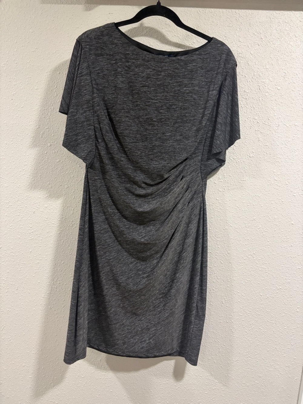 Chaps Heather Charcoal Draped Midi Dress